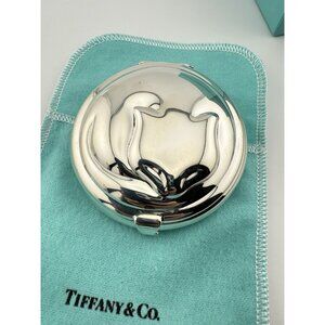 Vtg. Tiffany & Co. Sleeping Cat Mirror Compact Sterling Silver Rare Collectible